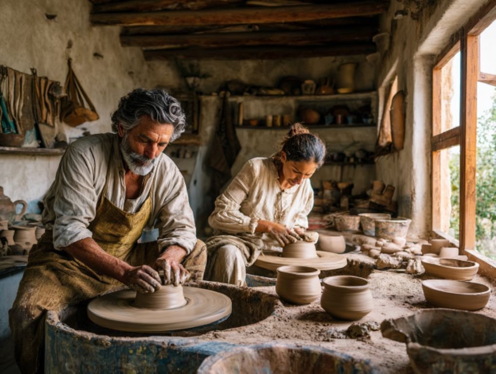 Mexican artisans crafting traditional products