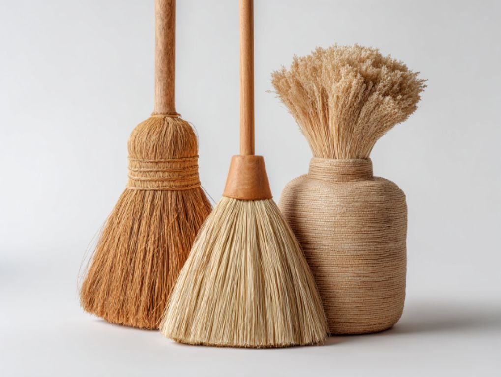 Natural fiber Mexican brooms in various sizes