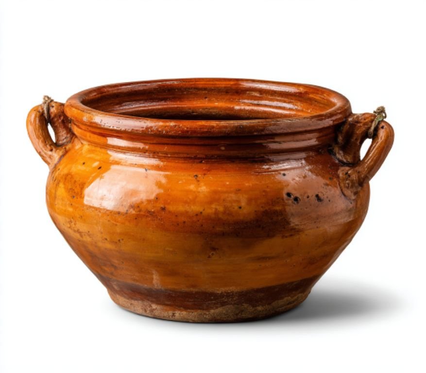 Traditional Mexican clay cooking pot (olla)