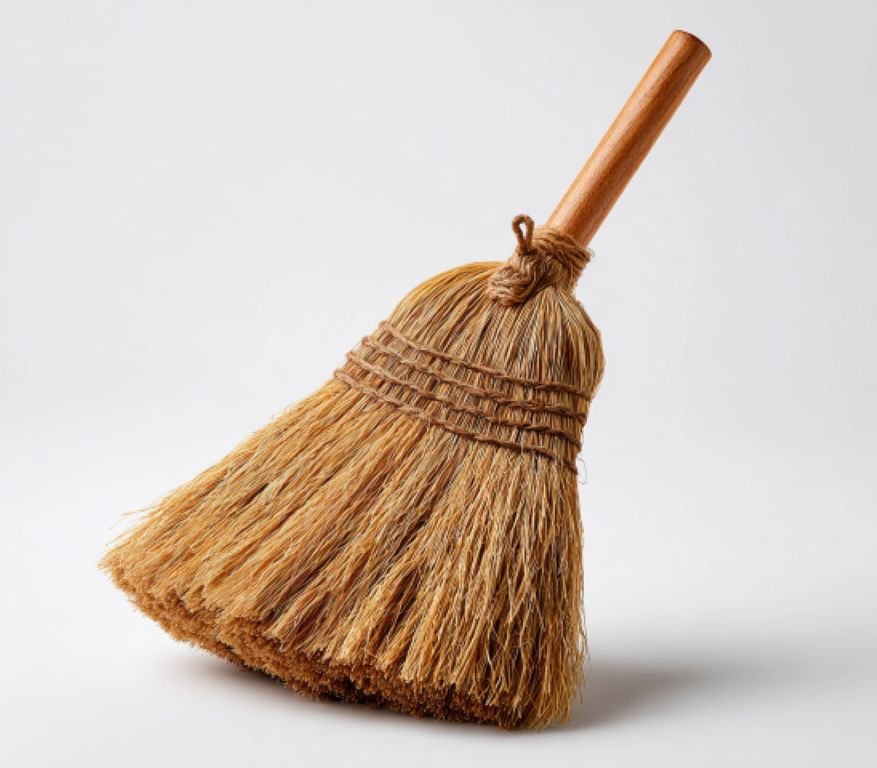 Natural corn fiber broom
